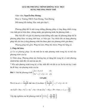 Giải hệ phương trình không mẫu mực bằng phương pháp thế